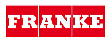 FRANKE Logo für Küchensysteme FRANKE Logo in weiß auf rotem Hintergrund als Marke für Küchentechnik