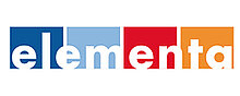 elementa Logo für Küchenlösungen elementa Logo mit farbigen Akzenten als Marke für Küchenmöbel und Lösungen